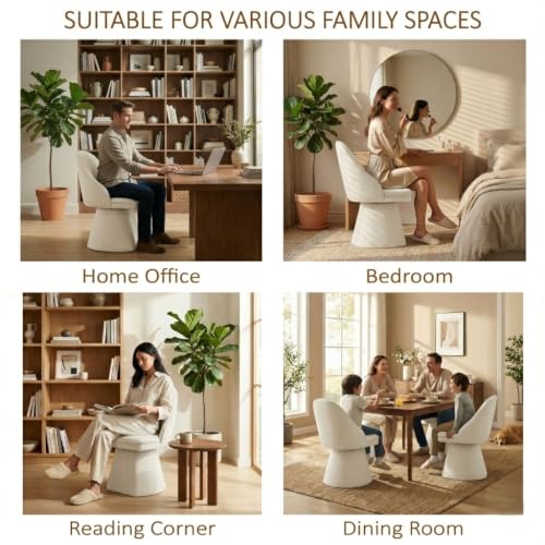 Image of KISLOT Swivel Dining Chairs Modern Desk Chair Upholstered Linen Fabric Side Chair for Kitchen Dining Room Bedroom,Linen,1 Box