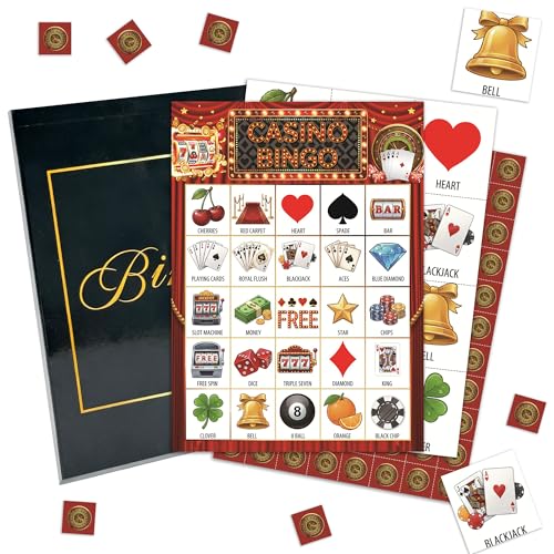 APEVXVY Casino Party Bingo Game Cards Las Vega Bingo Set for Adults Large Group Casino Themed Fun Games Las Vega Party Activities Icebreaker Games for Family Friends 07