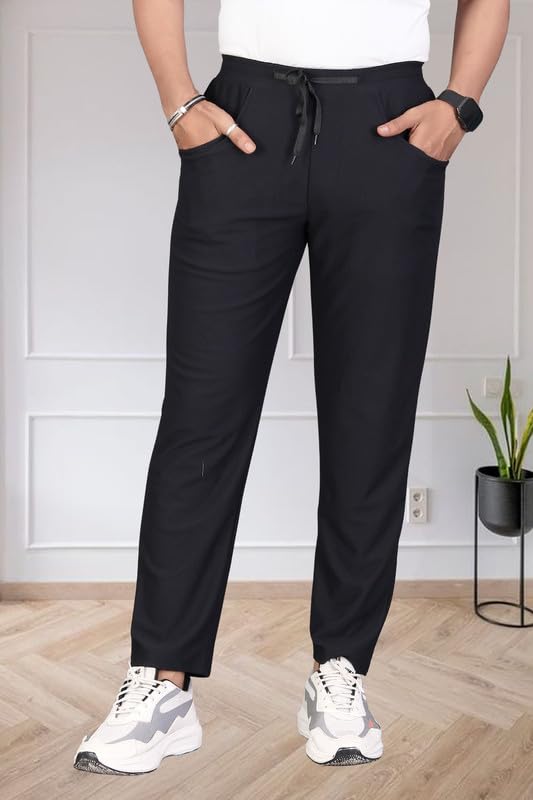 Image of HOODMASTER Men's Polyester Blend Track Pant with Drawstring Classic Style Regular Fit Solid Pattern and Standard Length | Mens Casual Daily Use Track Pants | Soft Fabric Modern Casual Track Pant