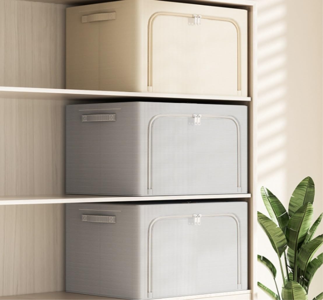 Storage Bag for Clothes Bedding Storage Bag Clothes Storage Bags Storage Boxes Under Bed Box with Zips Foldable with Clear Window Storage Container(C,22L)