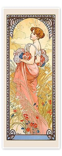 Posterlounge Les saisons - L'Été Poster de Alfons Mucha 20 x 50 cm Tableaux Décoration murale