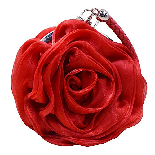 Image of Buddy Women Rose Shaped Clutch Soft Satin Wristlet Handbag Wedding Party Purse