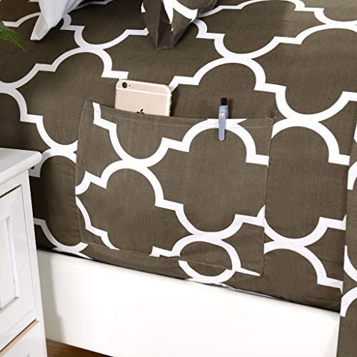 Elegant Comfort Luxury Soft Bed Sheets Quatrefoil Pattern - 1500 Premium Hotel Quality Microfiber Softness Wrinkle and Fade Resistant (6-Piece) Bedding Set, King, Grey