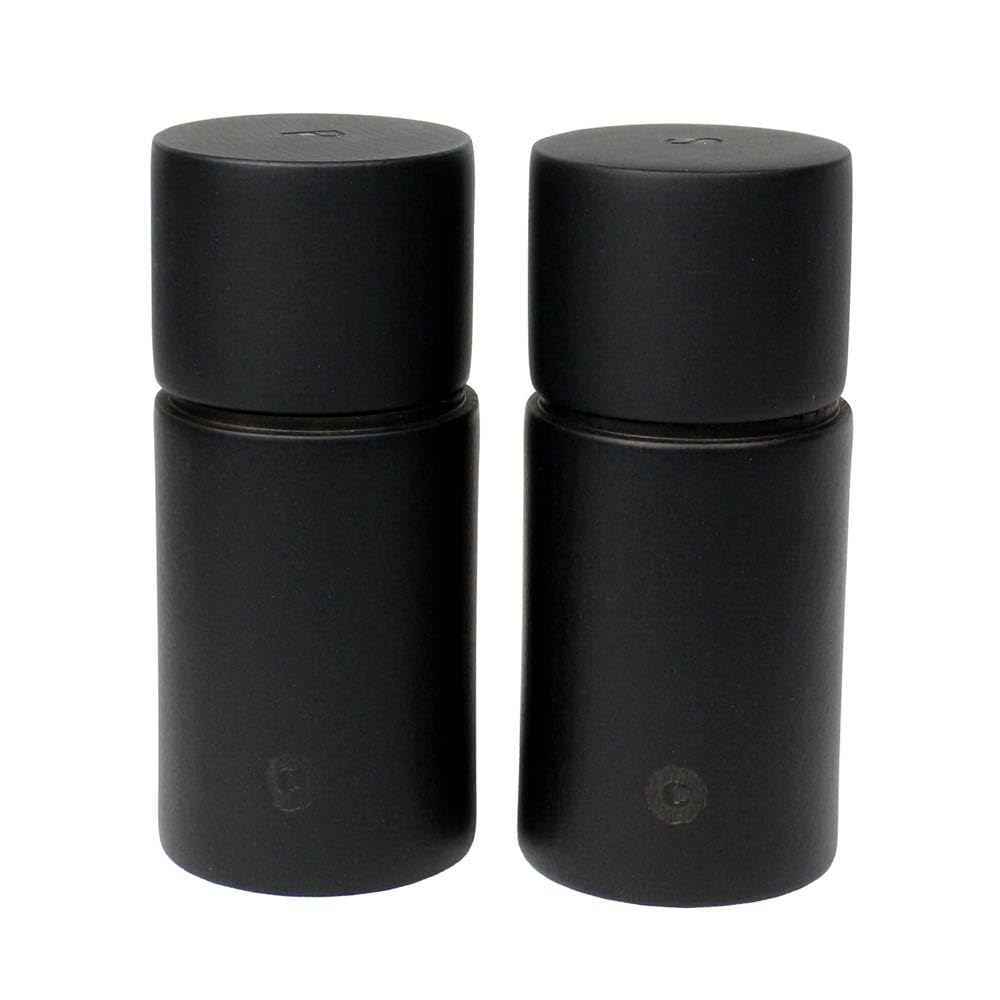 CRUSHGRINDBergen Salt Pepper Spice Mill Ceramic Mechanism Set of 2 Black 12cm