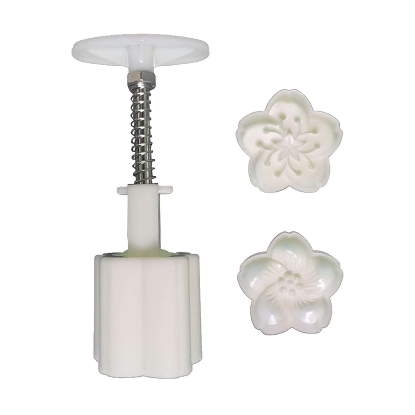 moule à gâteau de lune Moule à gâteau de lune à pression manuelle, motif fleur de pêcher, moules à gâteau de lune ronds, 50g, pression manuelle, 2 tampons, moule à gâteau de lune for outil de pâtisser