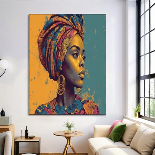 Cuadro en lienzo de mujer africana retro para decorar salones y dormitorios con elegancia