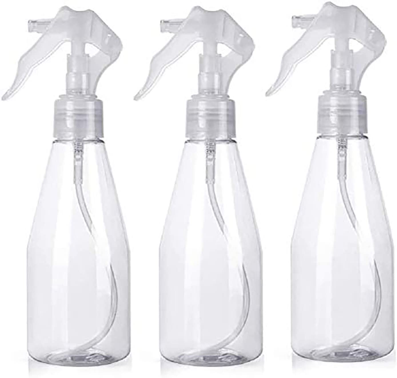 ALMEKAQUZ Spray Bottle, Safe Non-Mist Trigger Sprayer Leak-proof，Empty Spray Bottle Clear PET Plastic 200ml Bottles，Great for Cleaning Products Garden using Beauty Treatments (3Pack)