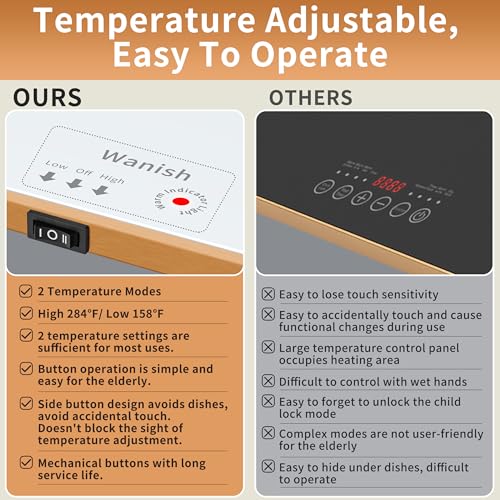 Image of Electric Warming Tray,Extralong 40 inchx12 inch,Tempered Glass Warming Mat for Food | Keep Food Warm,Food Warmers For Parties Buffet Daily Gatherings,Temperature Adjustable,With Thermostat,Full Surface Heating