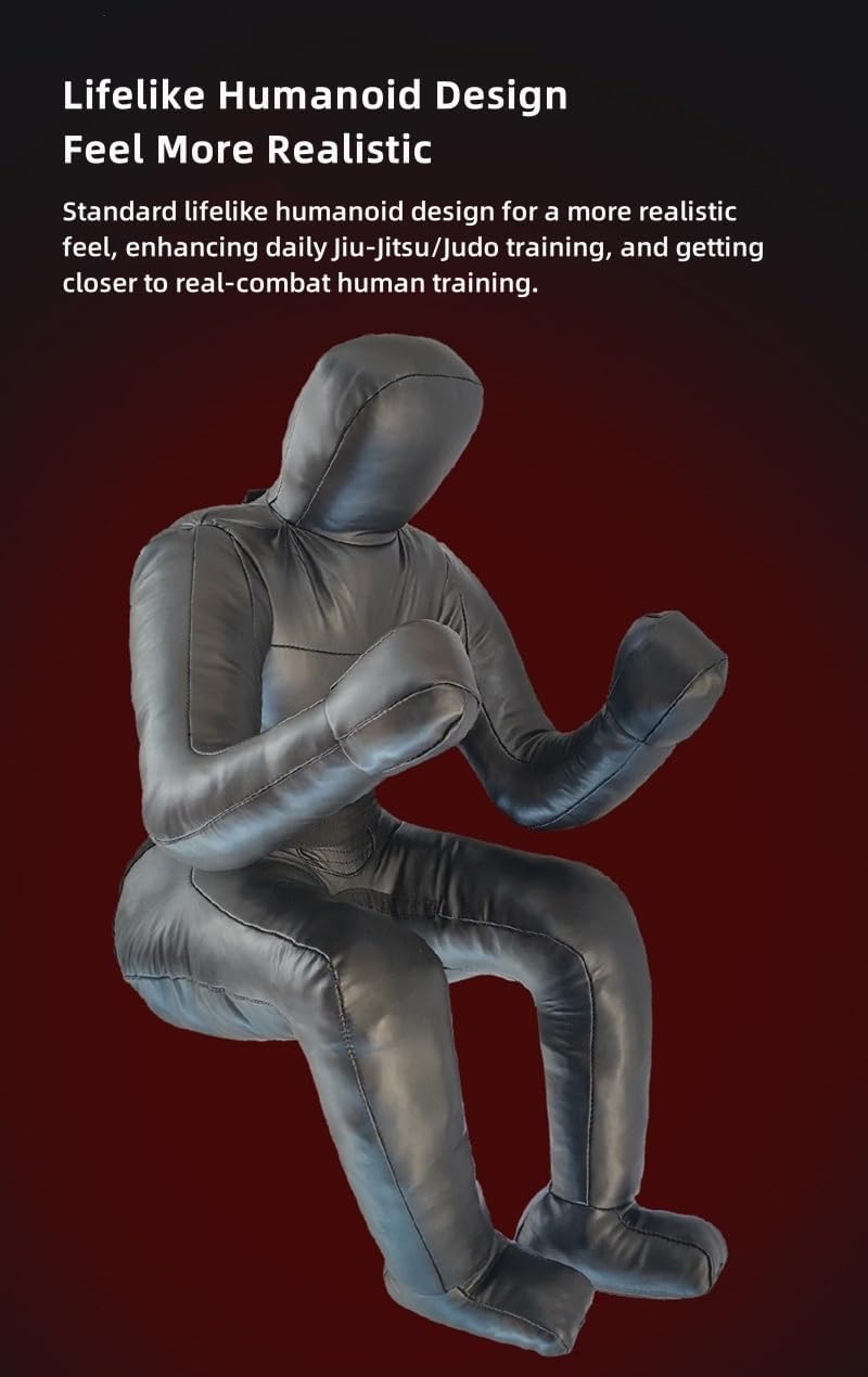 Grappling Dummy for Martial Arts Training – Realistic 1:1 Human Shape, PU Leather & Thick Canvas, High-Density Foam, Durable & Flexible Design for BJJ, Judo, MMA, Wrestling Practice