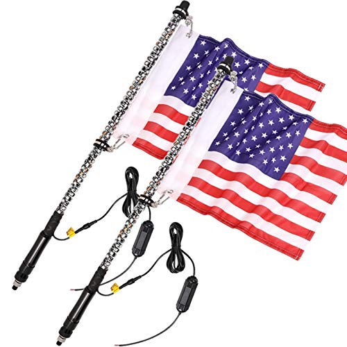 Get Discount 70% Price 3FT LED Whip Lights, Moso LED 2 Pcs LED Whip Lights RF Remote Controlled LED RGB Lights 360° Spiral Light Whip Antenna Light with Dancing/Chasing for Off- Road ATV UTV Polaris RZR Trucks 4 Wheele