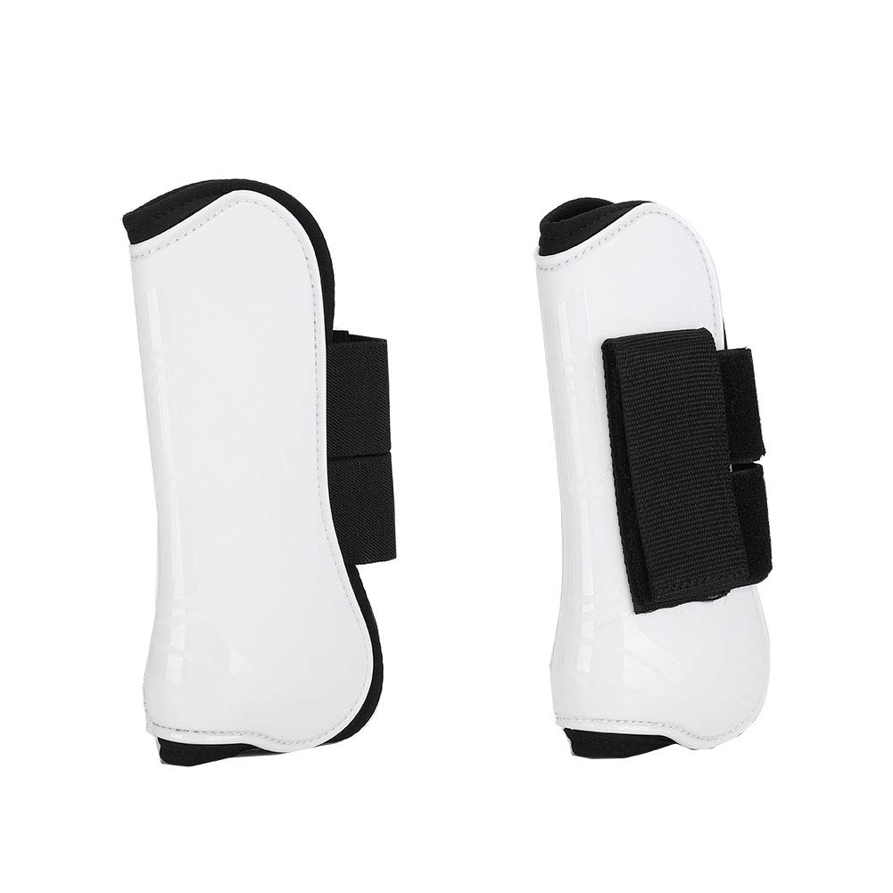 VGEBY Protecteur de Jambe de Cheval, 4 Pièces, Coque en PU Blanc Durable pour Sauter des Obstacles