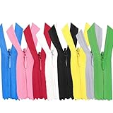 [Confezione da 8 pezzi] Cerniere invisibili in nylon [40 cm] per vestiti, borse e cucito, bianco, nero, beige e altro | Include slider in metallo, cucito, artigianato, patchwork (color)