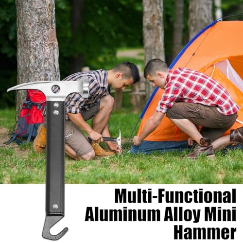 Camping Hammer, 22CM Multifunktionaler Aluminiumlegierung Mini tragbares Outdoor-Hammer, Campinghammer, Zelt Stake Remover mit Haken