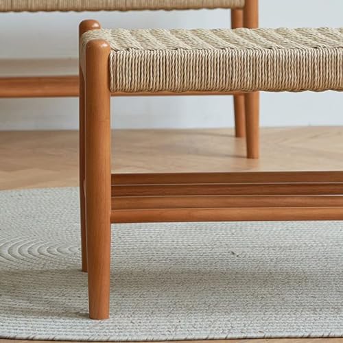 Tabouret en rotin 60cm et meuble à chaussures d'entrée discret