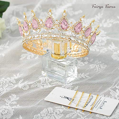 Image of Foyte Baroque Queen Crown and Tiaras Sparkly Rhinestone Wedding Crown Bride Tiaras Royal Princess Full Tiaras Headpieces for Women and Girls