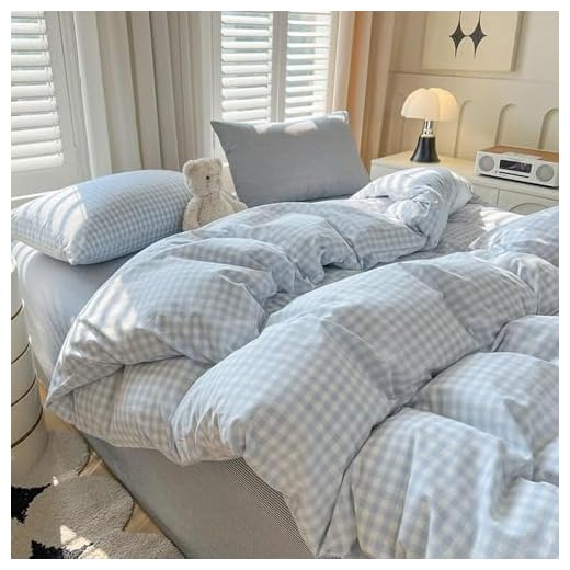 27+ Stunning Blue and White Bedroom Ideas You’ll Love 2 Nayoroom Gingham Duvet Cover Queen Size Blue White Plaid Checkered Comforter Cover 3 Pcs Soft Breathable Washed Microfiber Grid Farmhouse Bedding Set with Pillow Shams