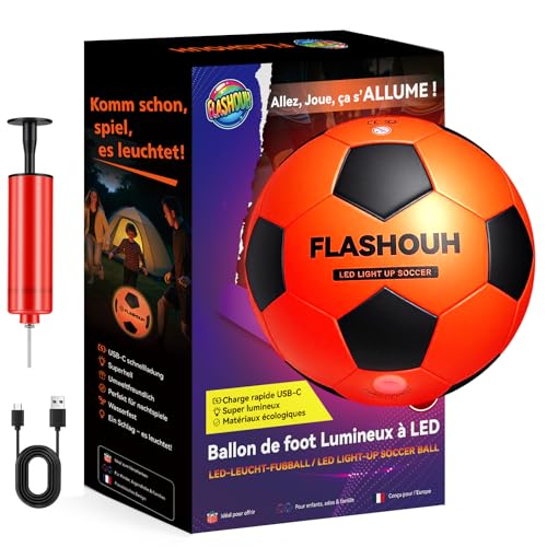 FLASHOUH Ballon de Foot (T5) Lumineux LED Rechargeable...