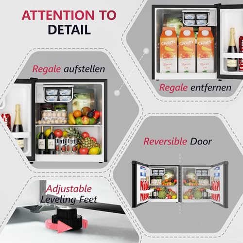 Icyglee 1.7 Cu.Ft Mini Fridge with Freezer, Single Reversible Door Compact Refrigerator, Adjustable Thermostat&Energy Saving Mini Fridge for Bedroom, Dorm, Office, Low Noise, Black on Fridge.com