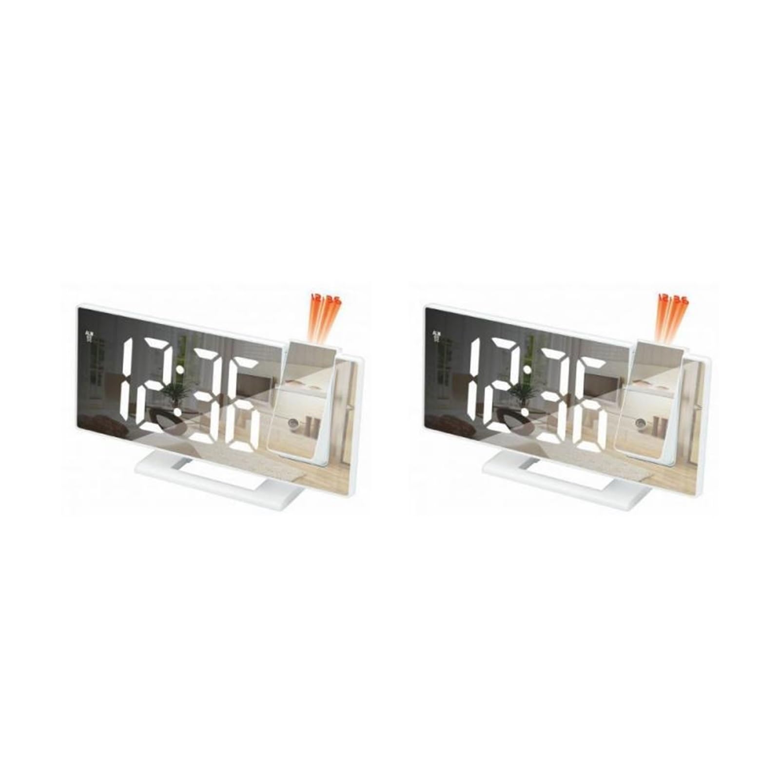 KOESRXNQW 1/2PCS LED Digital Projection Alarm Clock Electric With FM Radio Time Projector Bedside Mute Clear Projection(Style B 2pcs)