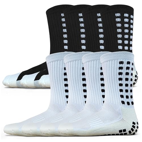KEESOX 4 Pairs Non-Slip Soccer Grip Socks