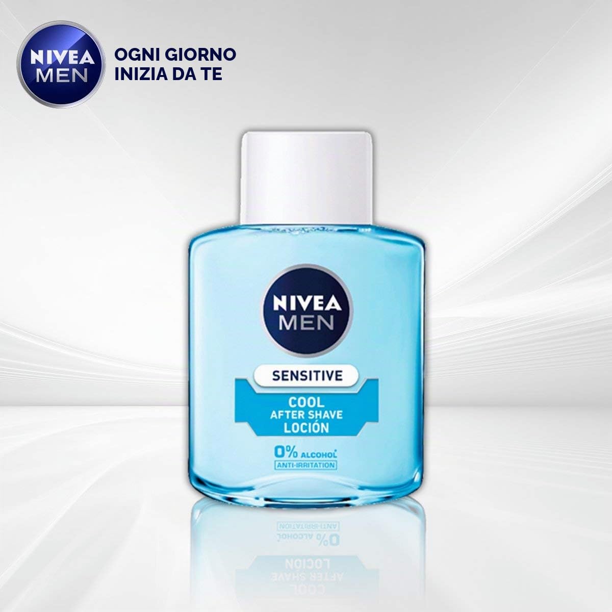 NIVEA MEN Sensitive Cool Lozione After Shave in confezione da 6 (6 x 100 ml), con 0% alcool per lenire le irritazioni, lozione lenitiva per la cura della pelle sensibile