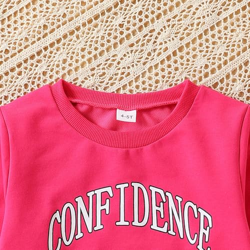 Image of Kids Toddler Girl Clothes Heart Letter Print Long-sleeved round collar top+Letter Print Pants Outfits Set