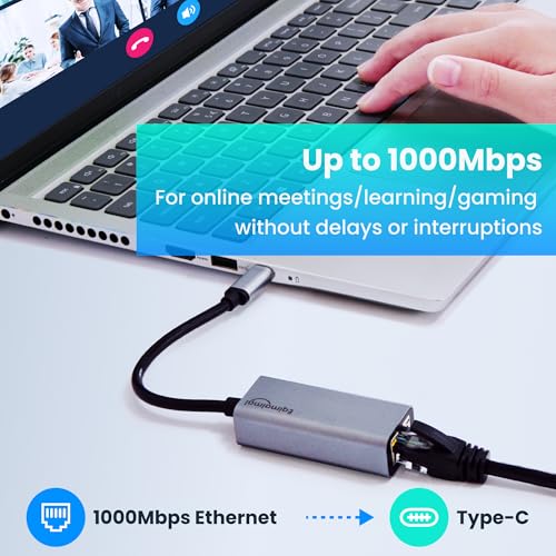 Image of USBC Ethernet Adapter 2 Pack,2Pcs TypeC to RJ45 Ethernet Gigabit Network Adapter Compatible with Windows, MacOS, Linux, and More TypeC to RJ45 with 1000MBPS (2*USB C to RJ45)