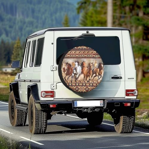 Image of Pensura Aztec Horse Spare Tire Covers Tire Cover, Car Accessories Decorations, Elastic Wheel Covers Universal Wheel Protectors Camper Trailer Rv Travel