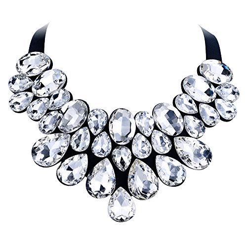 Flyonce Rhinestone Statement Necklace Chunky Choker Crystal Costume Jewelry for Women