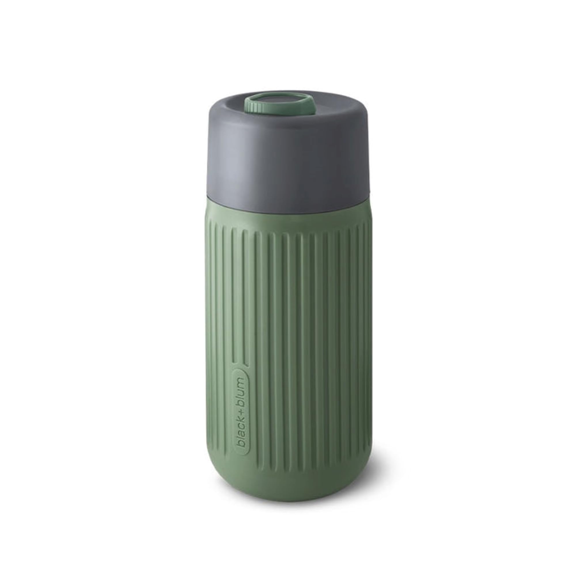 Black + Blum Olive - Leak Proof & Taste-Neutral Glass Travel Cup - Silicone Sleeve & Lockable Cap - Dishwasher Safe, - 340Ml