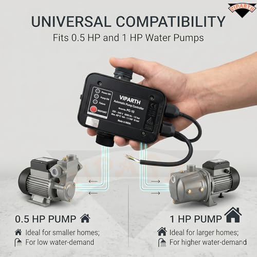 Image of Automatic Pump Controller | Smart Water Pump Control with Auto Start /Stop | Dry Run & Motor Protection | 0.5-1 HP Compatible | Constant Pressure | Easy Installation