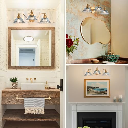 Image of XIEDUN Brass Grey Blue 3 Light Vanity Light
