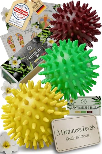 HELDSON® 3 Spiky Massage Balls Set [Soft, Medium...