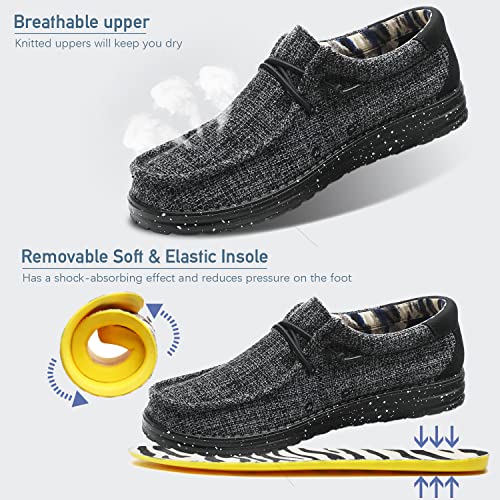 JSWEI Men's Machine-Washable Summer Loafers Lace Up Casual Slip-On Shoes Lightweight Comfortable Soft Sole WalkingTraveling, Beach, Gifts for Men Shoes Loafers Stretch4