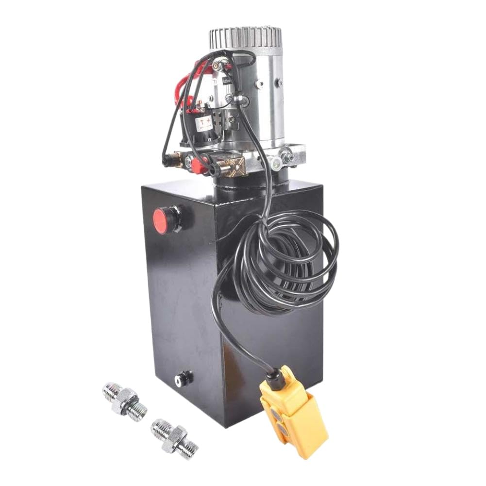 Double Acting Hydraulic Pump 15 Quart DC 12V Compatible with Dump Trailer Power Units