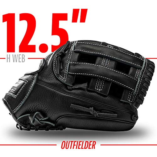 Franklin Sports Baseball Fielding Glove - Men's Adult and Youth Baseball Glove - CTZ5000 Black Cowhide Outfield Glove - 12.5" H-Web for Outfielders - image 4