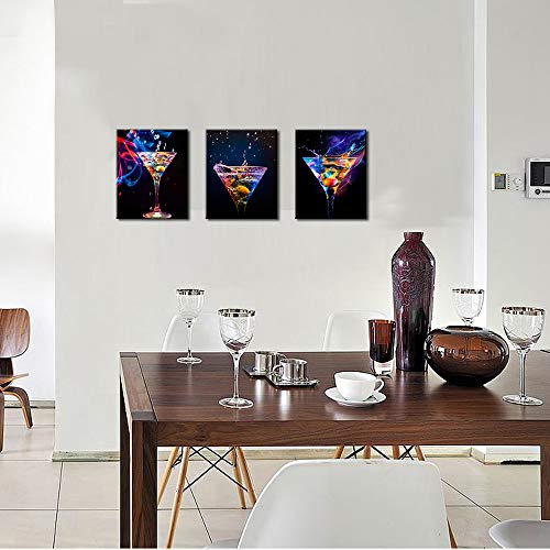 Biuteawal - 3 Piece Wall Art Colorful Sparkling Wine Pictures Painting on Canvas Wine Drinks Art Print for Party Decoration Modern Bar Pub Home Dining Room Wall Decor - Image 5