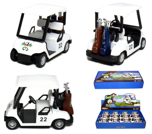 Caja con 12 carritos de golf blancos, 4.5 pulgadas miniatura 1