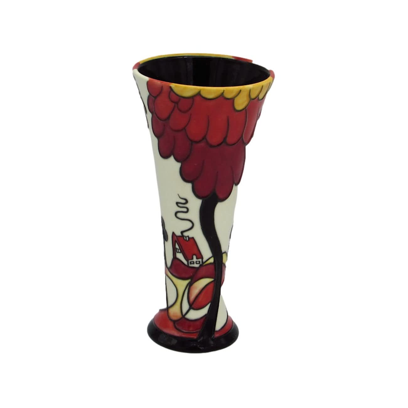 Old Tupton Ware 8 inch Vase Noon Design, Red / White