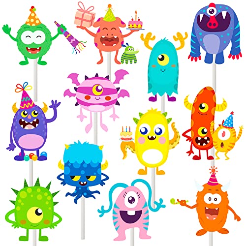 Umoni 36Pcs Little Monster Cupcake Toppers, Green, Baby Shower, Birthday Decorations For Kids Party
