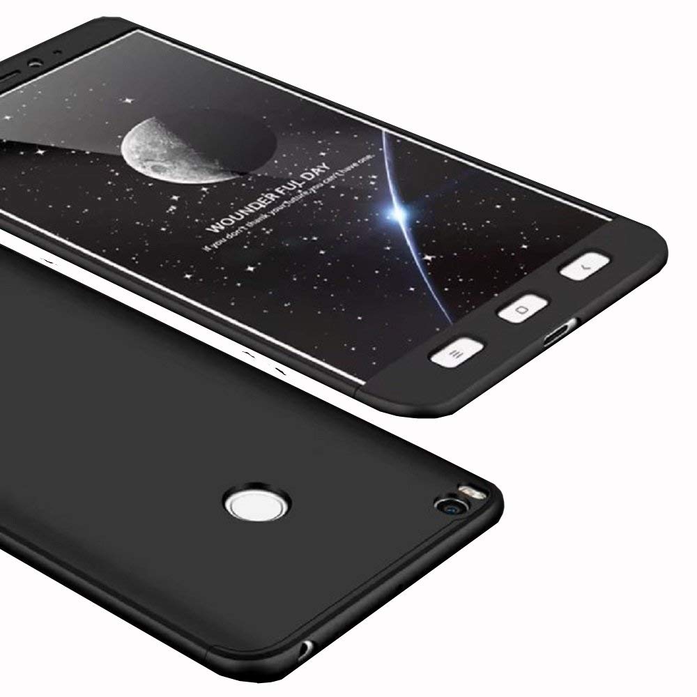 aeetz® cover for redmi mi max 2 ultra-thin 3in1 knight series double dip gkk 360 back case for mi max 2 - full black - Black