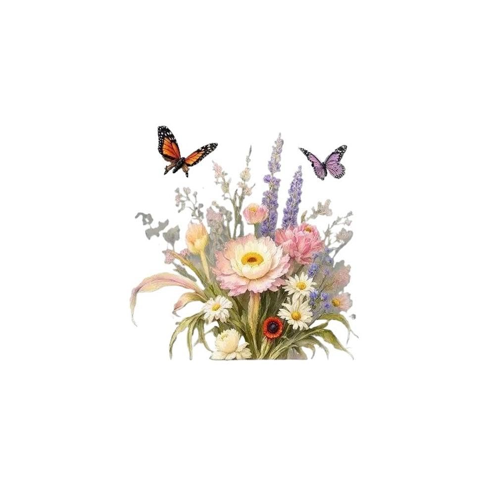 Colorful Flower Bouquet Butterflies Vinyl Sticker Waterproof Durable Decal for Car Window Body Skateboard