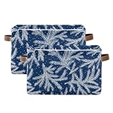 susiyo Frozen Fir Branches Storage Bins Large Fabric Sorage Baskets for Shelves 2 Pack Foldable Decorative Closet Baskets with Handles for Organizing Shelf Clothes Home Office, 15x11x9.5Inches