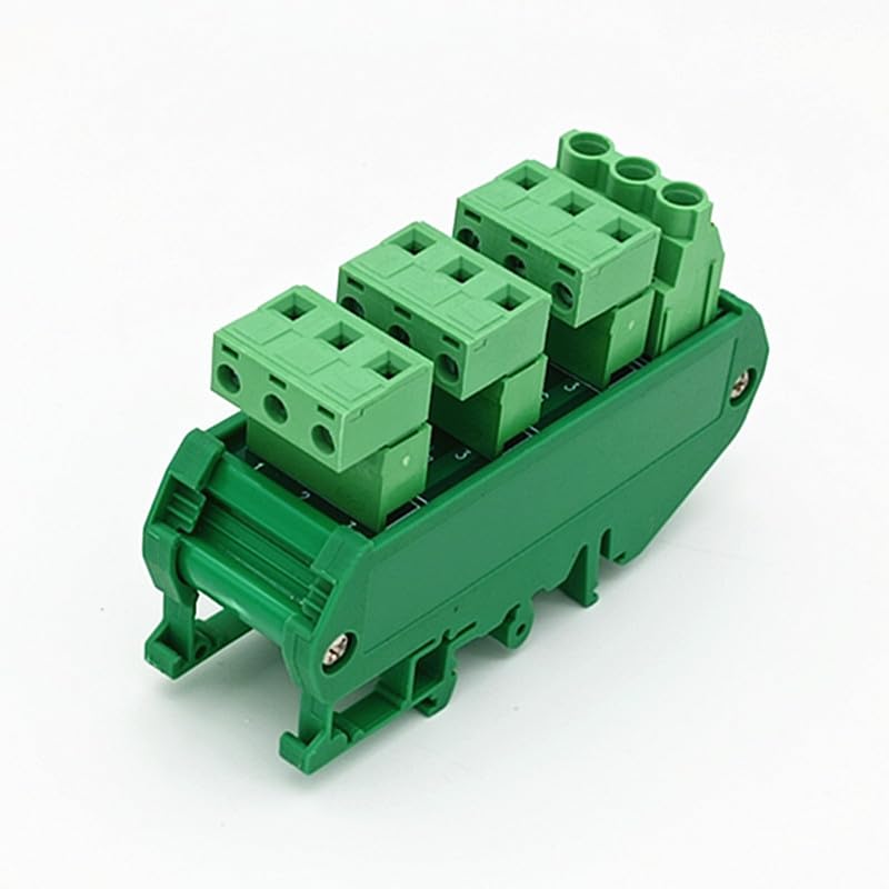 Slim DIN Rail Mount 30A/300V 3x3 Position Pluggable Terminal Block Distribution Module.