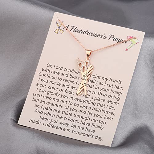 FUSTMW Hairstylist Gifts Scissor Necklace Comb Pendant Scissors Jewelry Stylist Cosmetology Student Hairdresser Gift4