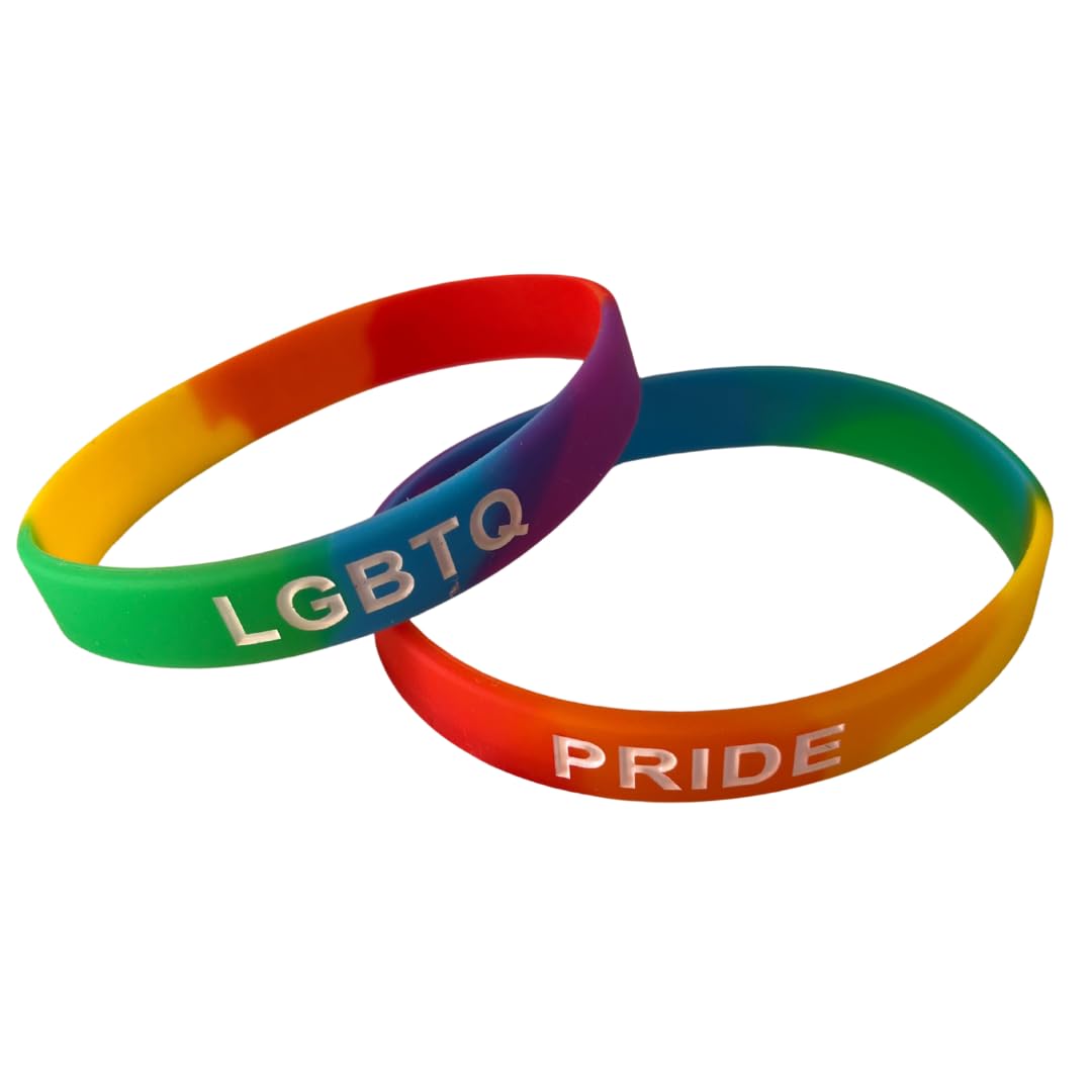 Generisch Doppelpack Regenbogen Silikon-Armband LGBTQ – Silikon Pride Bracelet – Unisex Regenbogenarmband – LGBTQ Equality Accessoire