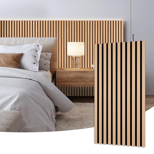 Dowell 3D Slat Wall Panels, Oak Color Wood Grain Pattern,Fluted