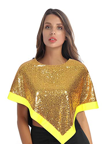 Women's Sparkling Sequin Shawl Wraps Shrug for Evening Party Dress Asymmetrical Hem Cape Cover Up