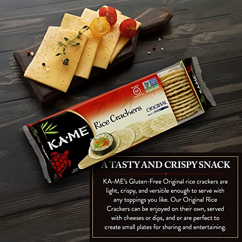 Ka-Me Original Rice Crackers 3.5 Oz (Pack Of 12), Authentic Asian Ingredients, Certified Gluten-Free, No Artificial Flavors/Colors, Non Gmo, Served With Asian Salmon, Cream Cheese, Egg & Tuna Salad, Asian Guacamole, Hummus & Many More #TOP3