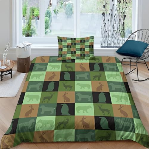 Housse de couette patchwork d'animaux 3D microfibre avec zip
